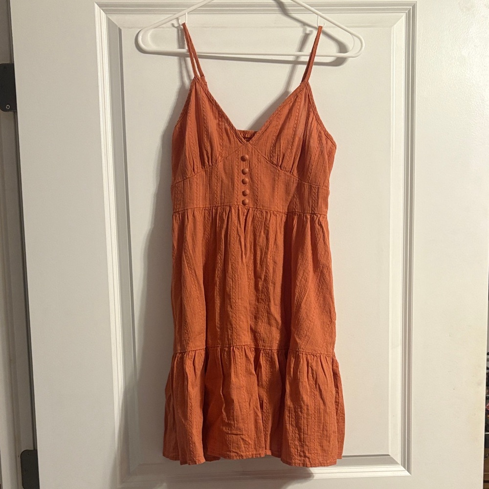 SHEIN Orange Sleeveless Button-Front Dress